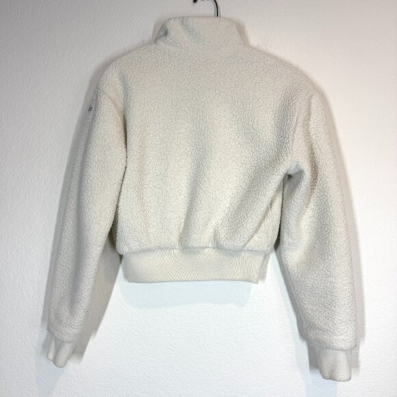 Alo Yoga Teddy Sherpa Crop Zip Jacket Bomber Ivory Winter White XS - Picture 4 of 13